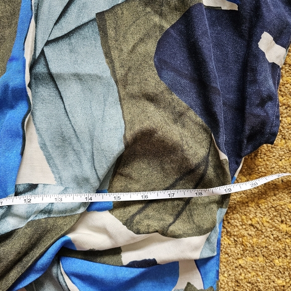 COS Abstract Printed Linen Lyocell Dress W/t Pocket Wrap Tie Front Sz 2 - 19"ptp - Picture 12 of 14